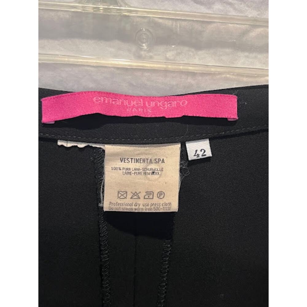 Emmanuel Ungaro Paris Black Side Zipper Full Leg Pants Vintage 80s Designer - Picture 3 of 5